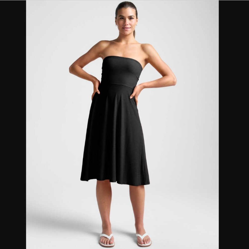 Beyond Yoga Featherweight Strapless Dress Darkest Night Size M NWT